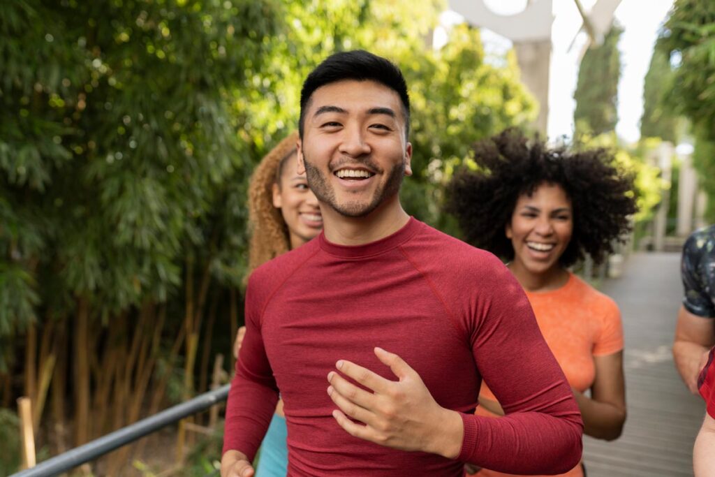 Group of students going for a run